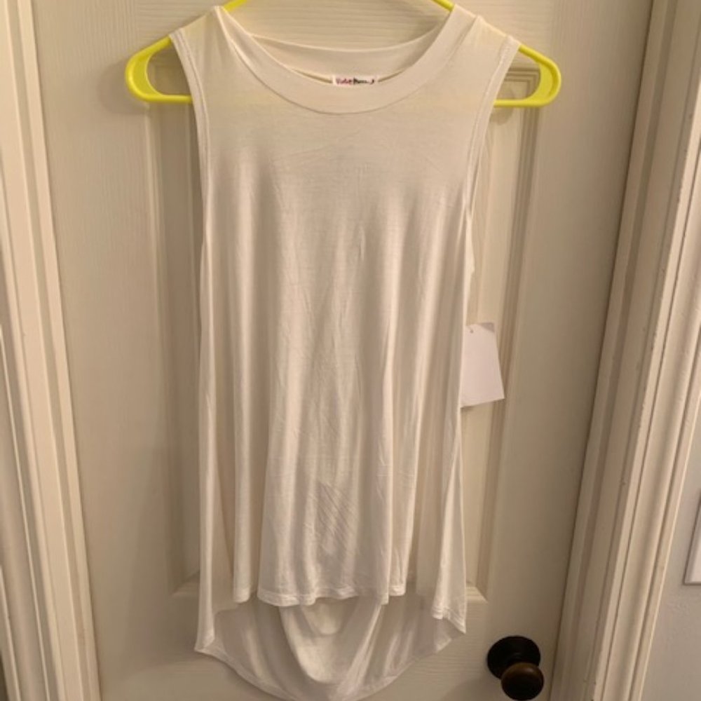 Open back white tank top